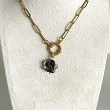 Load image into Gallery viewer, Dark Handmade Glass Flower Charm
