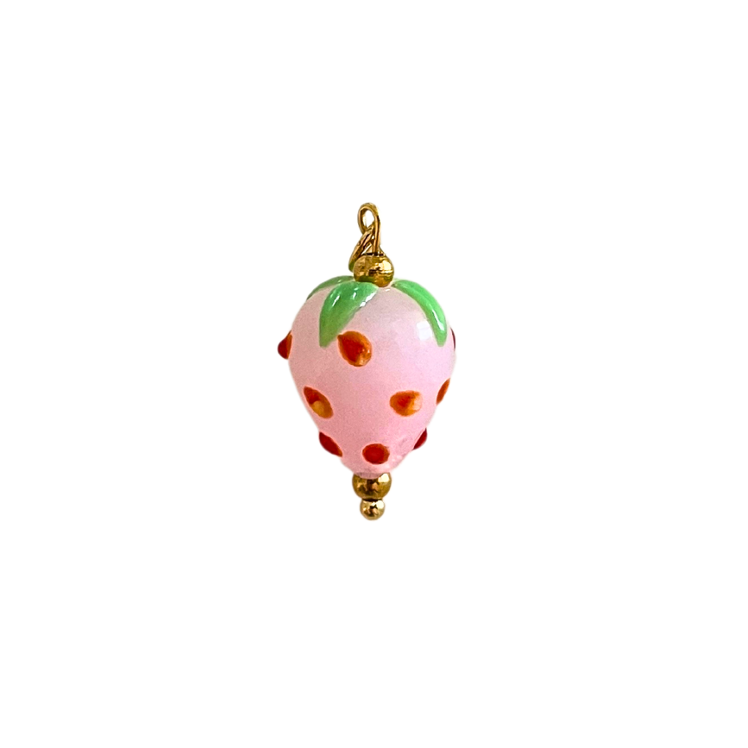 Pink Glass Strawberry Charm