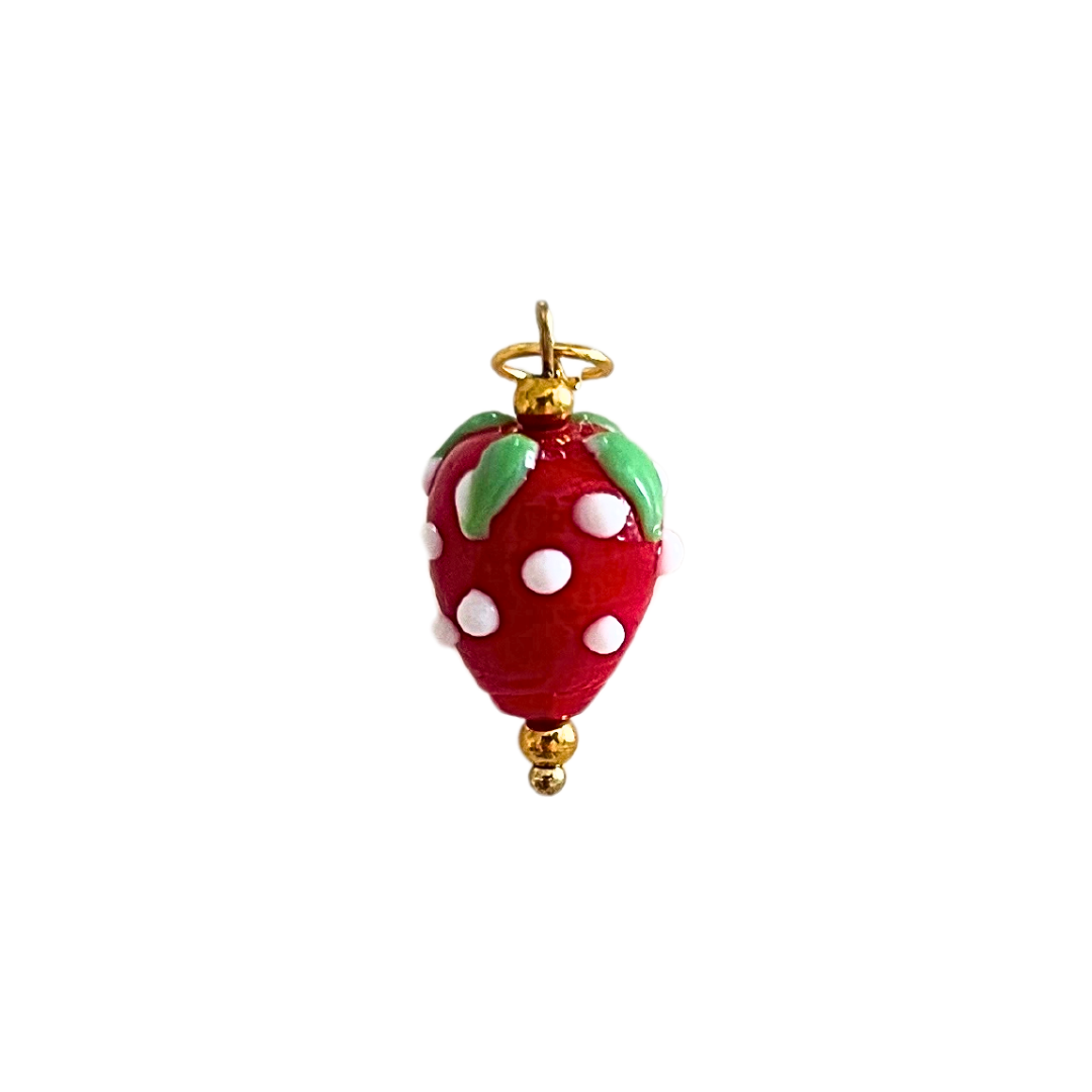 Red Glass Strawberry Charm